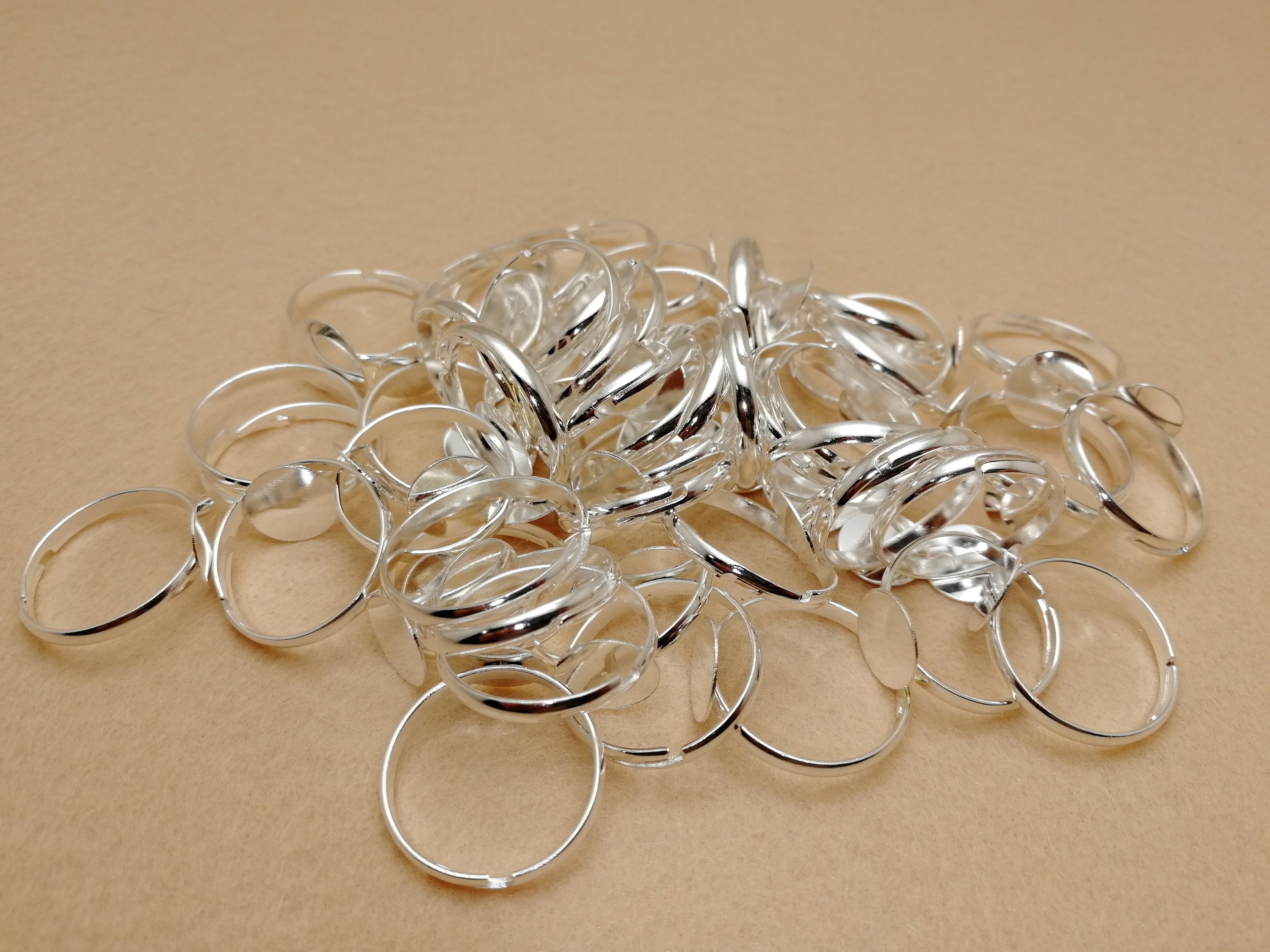 20 / 100 Pieces Adjustable Ring Blank With 12mm Round Flat Etsy Canada