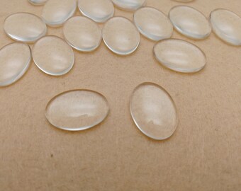 18 x 13 mm Breite ovale klare Glas Cabochon Charme, flache Rückseite glatte Kanten Kuppeln transparent Cameo Abdeckung Cabochon Schmuck Anhänger finden ZG0008