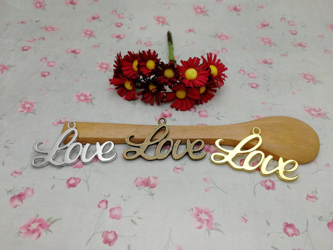 6/20 Pieces Metal LOVE Letter Pendant Necklace Earring