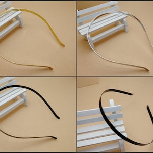 10/50 pieces 7 mm width metal headband , gold silver black color hair head band barrette clip comb tiara accessory hairband finding , ZH0014