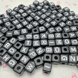 100 pieces 10 mm plastic black color square cube bead alphabet letter bead , resin handmade craft jewelry DIY finding accessory charm ZP0109