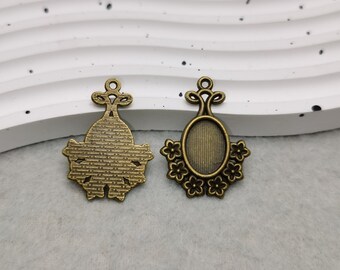 限定セール -SALE 6/20 Pcs Base Cabochon Cameo Metal Match Oval MM 14x10 その他