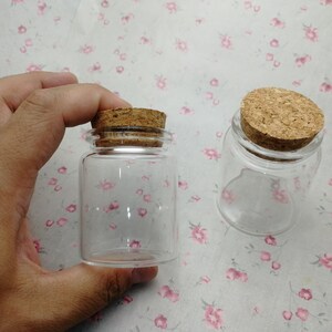 Bottiglia in vetro trasparente da 2/10 pezzi da 60x47 mm con tappo in sughero, fiala in vetro trasparente da 60 ml con tenuta liquida, bottiglia per auguri per feste di matrimonio, sicura per alimenti ZB0075