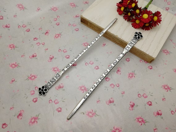 2/10 Pieces Metal Flower Hair Fork Pin Stick Pick Band 2/10 Pieces Metal Flower Hair Fork Pin Stick Pick Band