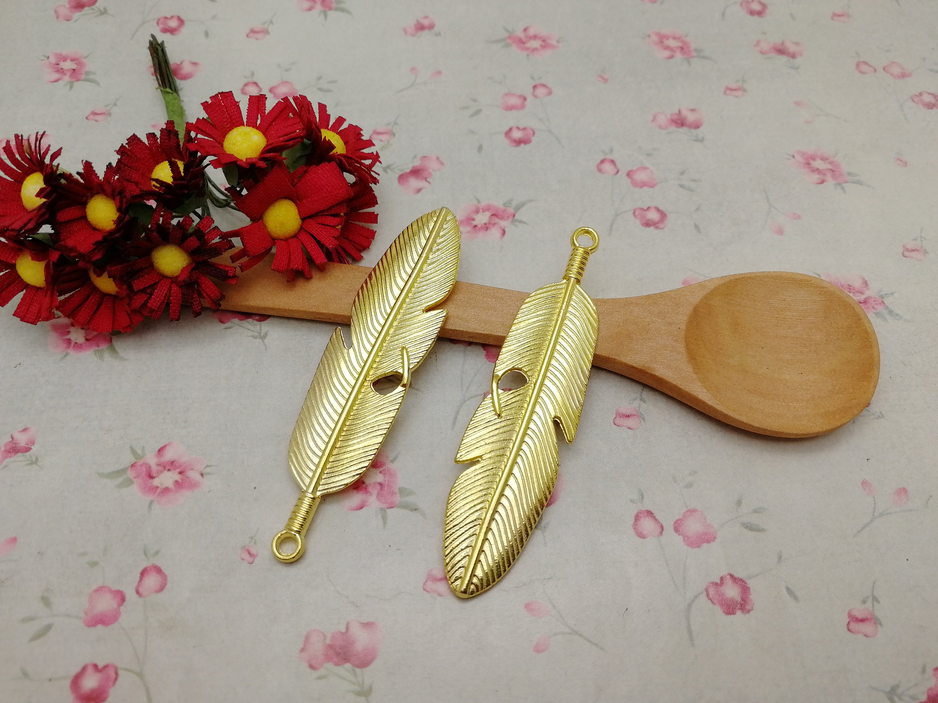 6/20 Pcs Metal Feather Leaf Foliage Pendant Necklace Earring
