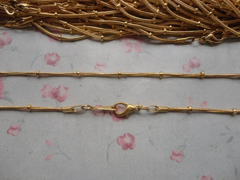 jewelry making DIY 3 colors option 30pcs 1.5mm diameter 17 inches length metal snake ball bead chain necklace with lobster clasp ZN20