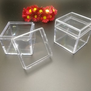 6/20 pezzi 35x35x35mm scatola di plastica PS trasparente di forma quadrata, strumento per orecchini con perline di gioielli, regalo per feste di nozze, display, resina acrilica ZB0066