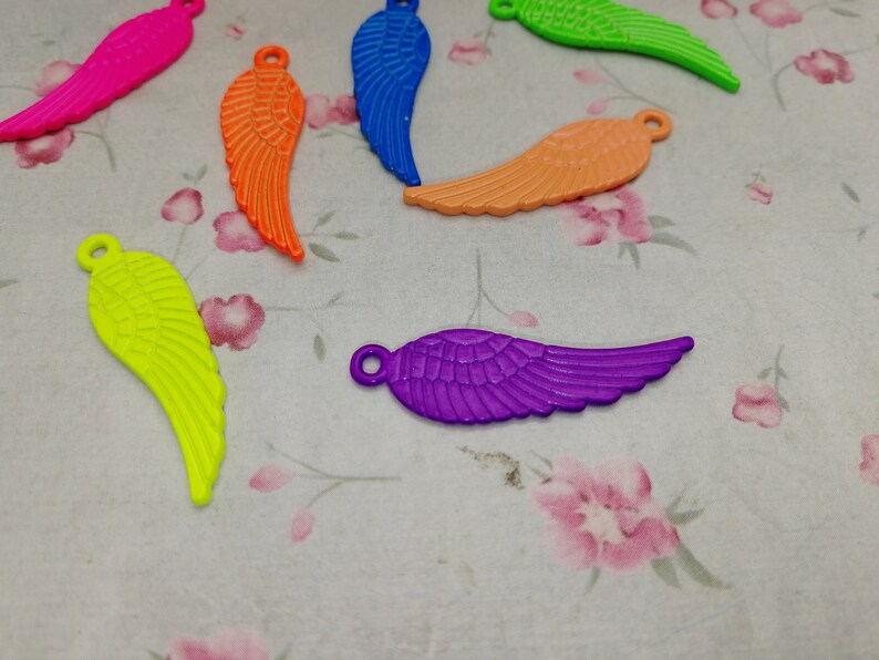 20pcs 30x9mm mixed color multicolor metal wing feather charm handmade craft jewelry making DIY finding earring necklace drop pendant SZ35