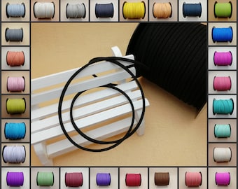 Cordón de cuero de gamuza sintética suave y plano de 2,5 mm de ancho, 100 yardas, cordón de hilo para pulsera, collar, terciopelo, cuero de encaje, opción de 32 colores ZN0027