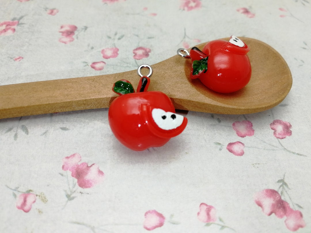 6/20 Pieces Plastic Apple Fruit Pendant Charm , Resin