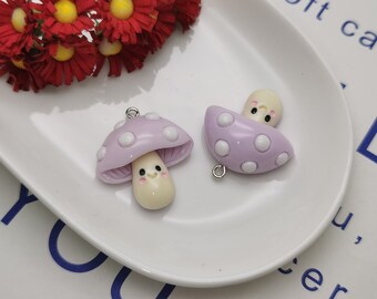 まっしゅるーむ 6/20 Pieces Plastic Mushroom Toadstool Pendant Charm Resin