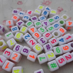 100/1000 pieces plastic resin mix color Arabic numerals number bead 6 mm white color square cube bead handmade jewelry finding charm ZP0009