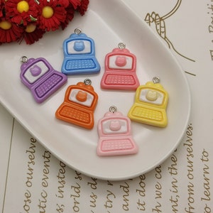 6/20 pieces plastic laptop notebook computer PC pendant charm , resin handmade jewelry finding necklace earring decoration accessory ZP0760