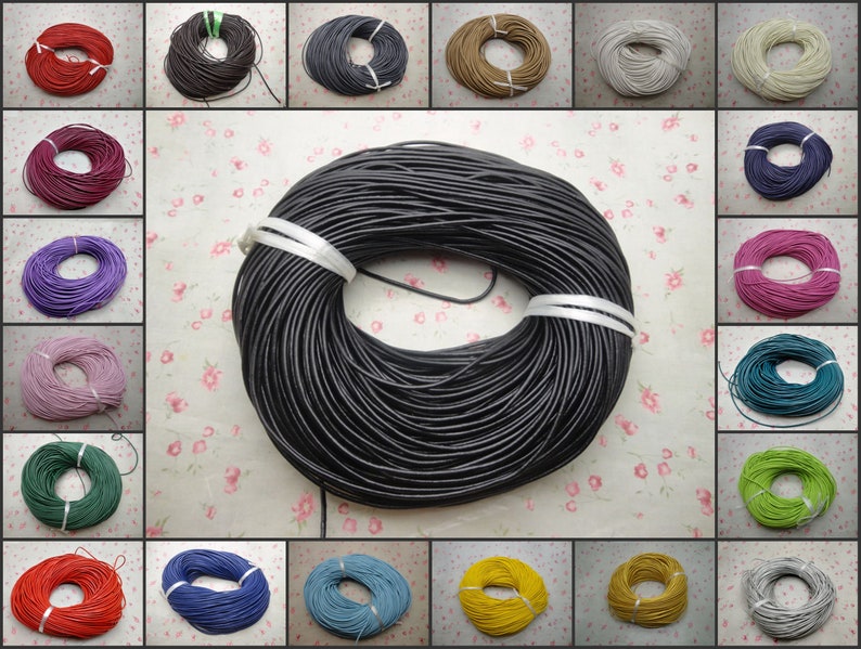 21 colors option ZN29 cowhide string thread necklace bracelet bag rope 92 meters 2mm diameter round genuine real leather lacing cord