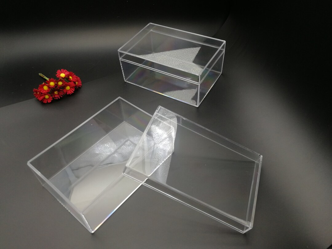 2 Pieces 125x85x55mm Rectangle Shape Clear PS Plastic Box , Jewelry ...