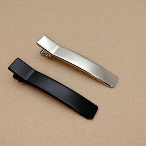 10/100 pieces 48 mm length metal alligator hair clip , head accessory blank hair pin jewelry making DIY finding , silver black color ZH0113
