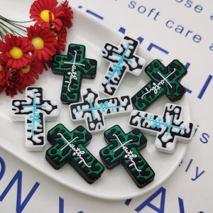 Silicone Bead Jesus Cross Focal Bead for Pen Bracelet Necklace Keychain Lanyard , Silicone Bead in Bulk Wholesale DIY Charm Finding ZS0058