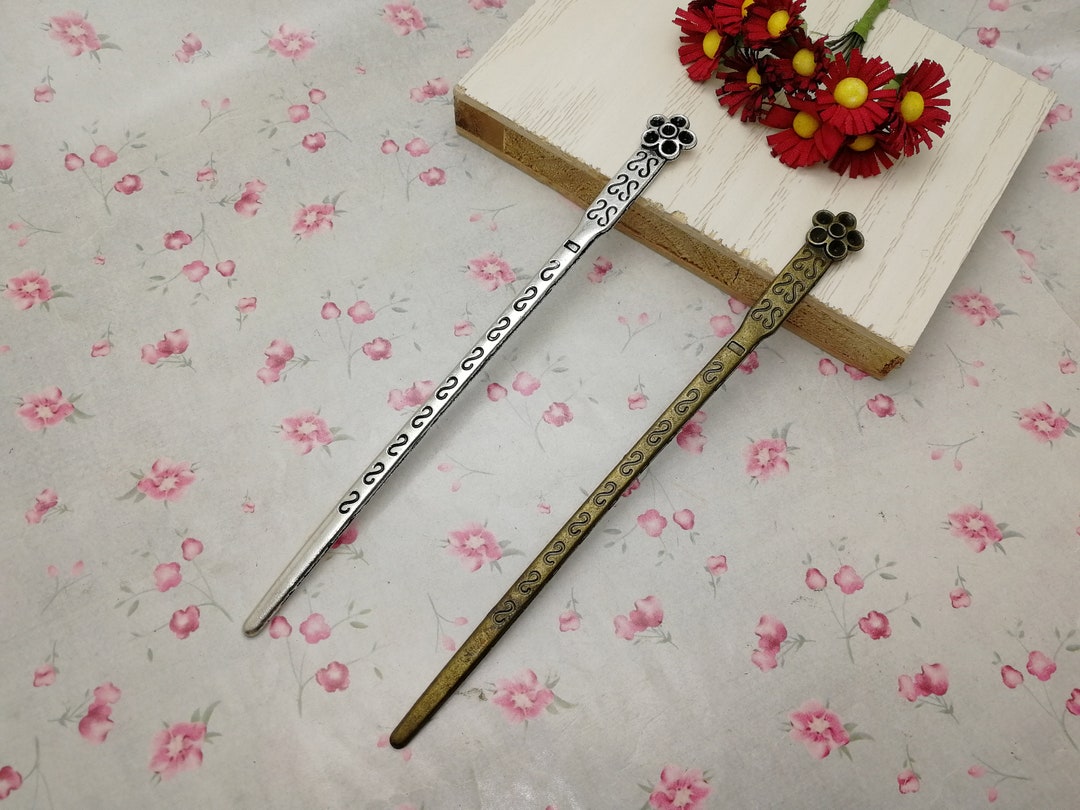 2/10 Pieces Metal Flower Hair Fork Pin Stick Pick Band