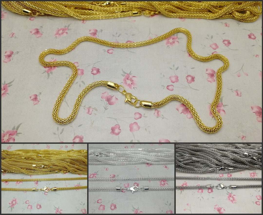 Metal Round Hollow Mesh Necklace Chain Byzantine Rope Chain With ...
