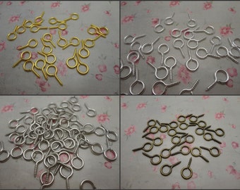 100/500 piezas 17 x 9 mm tornillo ojo gancho pasador para colgante de botella, ganchos de ojo broche de ojo gancho de ojo hallazgo oro plata color bronce antiguo ZF0038