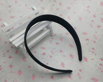 10/50 pieces 25mm satin covered plastic headband blank , black color resin hair head band barrette clip comb tiara accessory hairband ZH0061