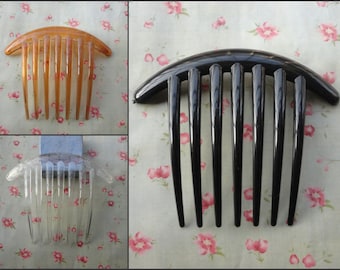6/20/50 pcs 7 teeth plastic hair comb headband blank , resin hair head band barrette clip hairband accessory black brown clear color ZH0035