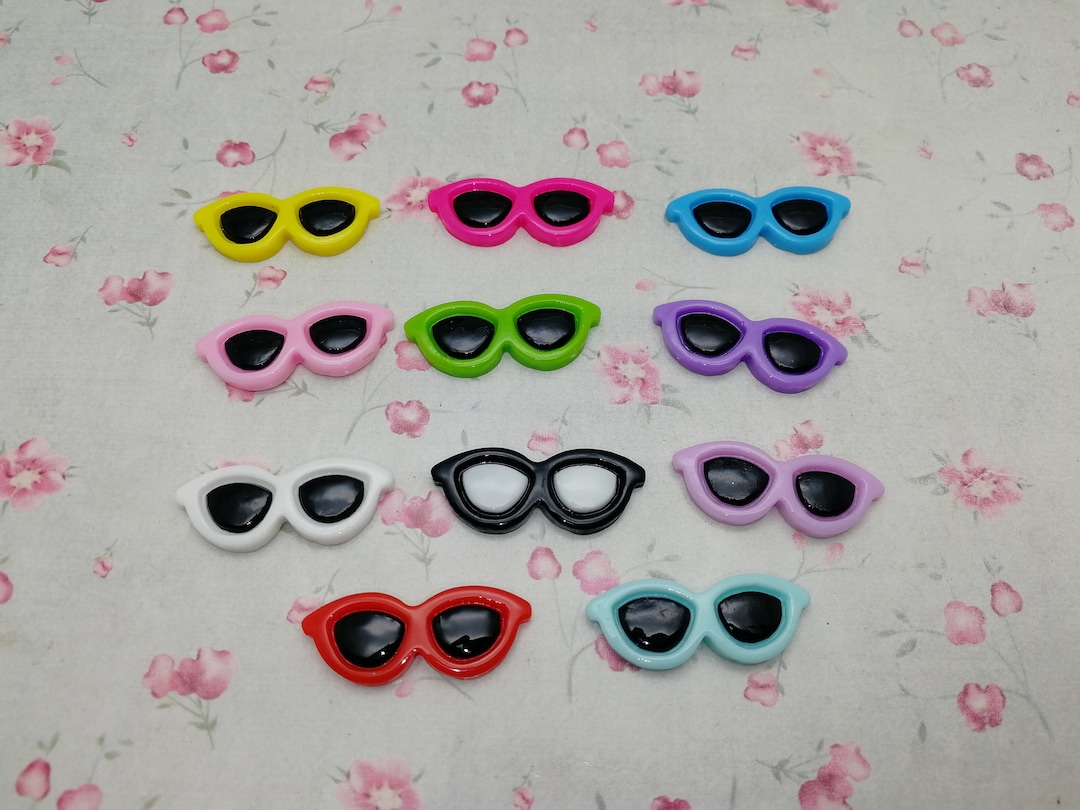 20 Mini Lunettes De Soleil En Résine Colorées – Accessoires DIY Pour Scrapbooking, Décorations Téléphone, Cheveux | Breloques Plates - 2