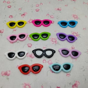 10/50 pieces plastic sunglasses sun glasses flat back cabochon charm , mix color resin flatback cab decoration bead pendant finding , ZP0088