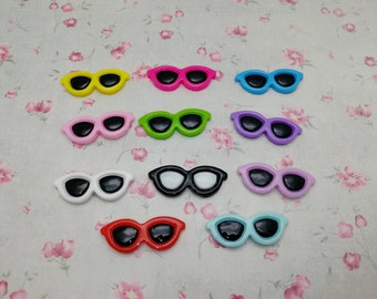10/50 pieces plastic sunglasses sun glasses flat back cabochon charm , mix color resin flatback cab decoration bead pendant finding , ZP0088