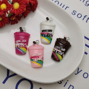 6/20 pieces plastic milk tea coffee cup bottle pendant charm , resin handmade jewelry finding necklace earring decoration accessory , ZP0877