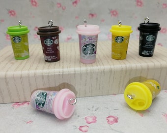 6/20 pieces plastic coffee cup pendant charm , resin handmade craft jewelry making DIY finding necklace earring decoration accessory ZP0265