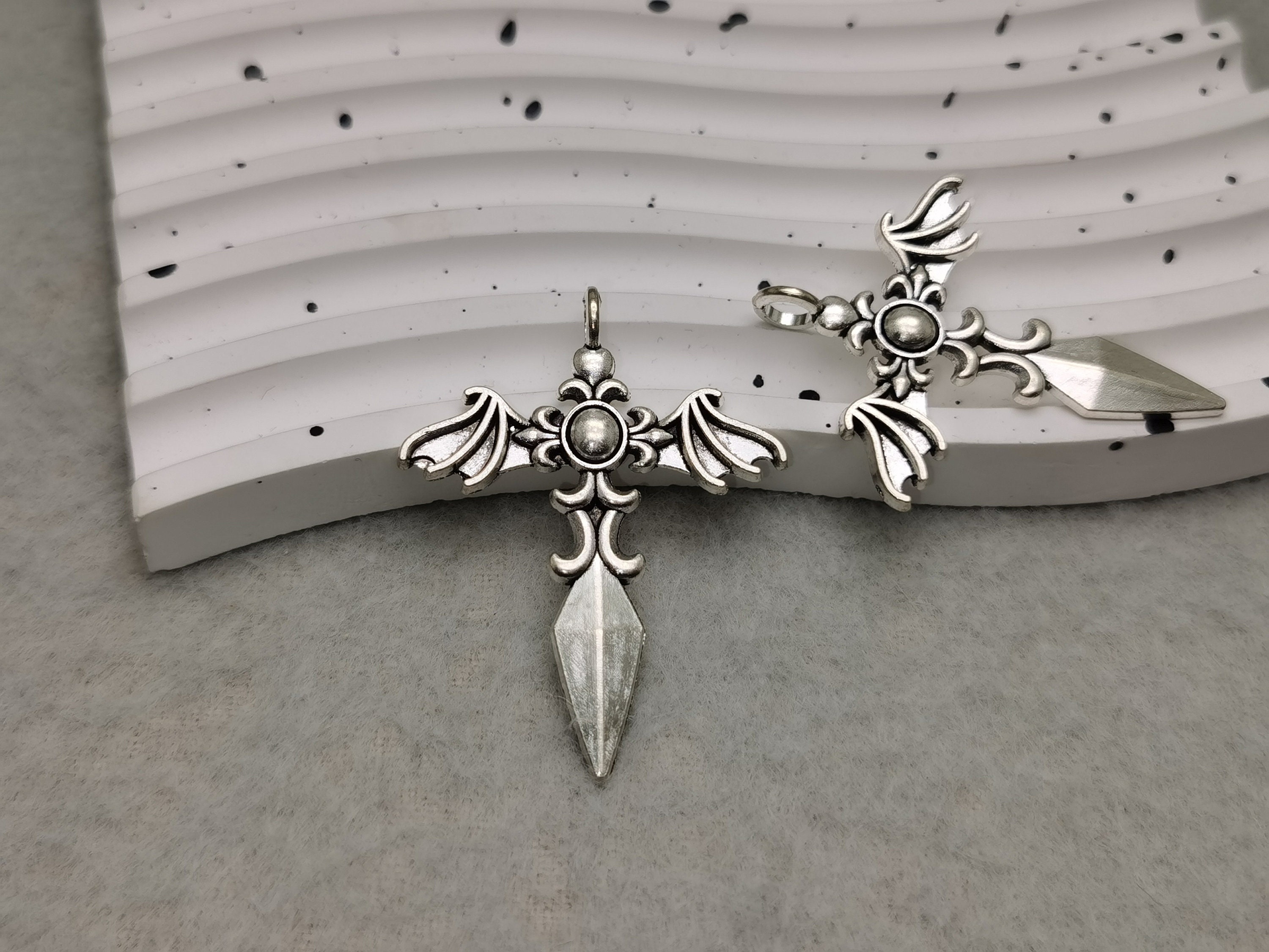 6/20 Pieces Metal Cross Wing Pendant Necklace Earring