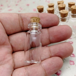 Flacone in vetro trasparente da 10/50 pezzi 35x16 mm con tappo in sughero, fiala in vetro trasparente con tenuta liquida da 2 ml, bottiglia per auguri per feste di matrimonio, sicura per alimenti ZB0009
