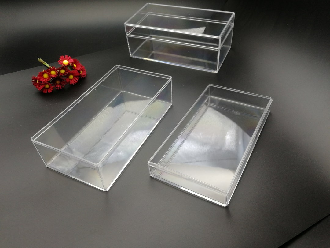 2 Pieces 130x70x50mm Rectangle Shape Clear PS Plastic Box , Jewelry ...