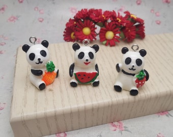 6/20 個 プラスチック パンダ ペンダント チャーム 樹脂 手作り