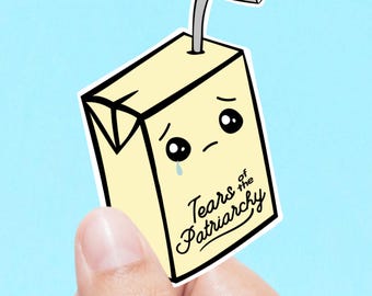 Tears of the Patriarchy Sticker: Kawaii Femininer Juice Box Vinyl Aufkleber