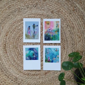 Ensemble de 4 cartes postales, oiseaux au pays des merveilles, cartes de voeux représentant des oiseaux colorés. Cadeau pour ornithologue amateur