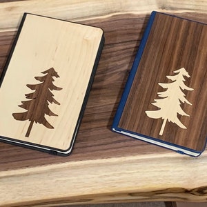 Small Wood Notebook Journal Pocket book Mini Notebook Tree