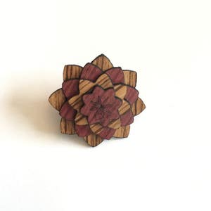 Purple Heart & Zebra Wood Lapel pin - Wood Lapel Pin - Mens lapel flower