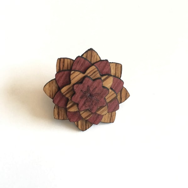 Purple Heart & Zebra Wood Lapel pin - Wood Lapel Pin - Mens lapel flower