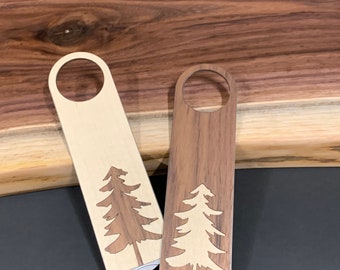 Wood bottle opener tree inlay kitchen gift hand bottle opener