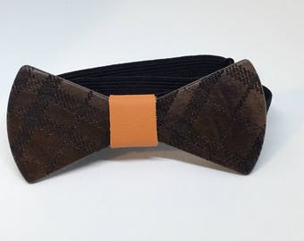 Walnut Bowtie with Plaid design - wooden bowtie -wood bowtie- wedding - wedding accessories -groomsmen gift -gifts for him - 5th Anniversary