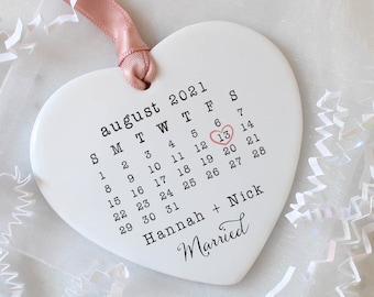 MARRIED Ornament- Wedding Gift- Our First Christmas as Mr and Mrs- Couples Ornament- First Married Christmas- Newlywed Gift- Calendar