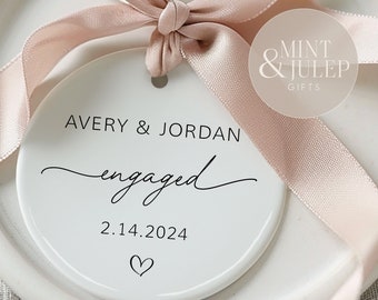 Personalized Engagement Gift, Newly Engaged Gifts for Couple, Engaged Ornament, Wedding Gift, Anniversary Gift for Couple, First Date