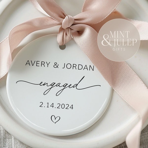 Personalized Engagement Gift, Newly Engaged Gifts for Couple, Engaged Ornament, Wedding Gift, Anniversary Gift for Couple, First Date