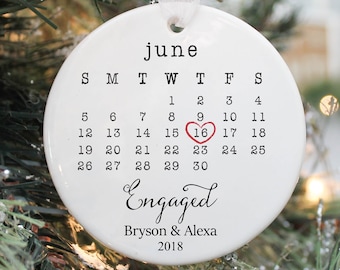 Engaged Ornament- Engagement Ornament- Engagement Gift- Custom Ornament-Engagement Announcement- Couples Ornament-