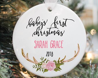 Baby Girl Ornament- Babys First Christmas Ornament- First Christmas Ornament- Custom Ornament- My First Christmas