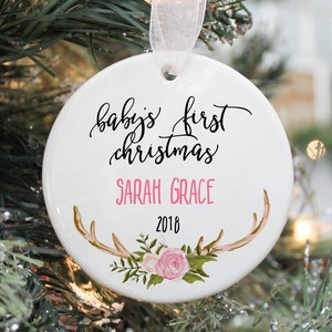 Baby Girl Ornament- Babys First Christmas Ornament- First Christmas Ornament- Custom Ornament- My First Christmas