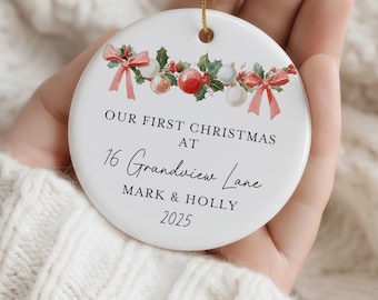 First Christmas in Our New Home Ornament | Personalized Housewarming Gift | Custom Address Christmas Ornament 2025 | Realtor Closing Gift