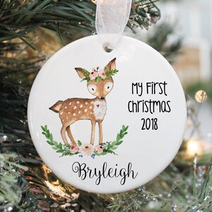 Baby Girl Ornament- Baby Boy Ornament-Babys First Christmas Ornament- First Christmas Ornament- Deer Ornament- Girl Ornament
